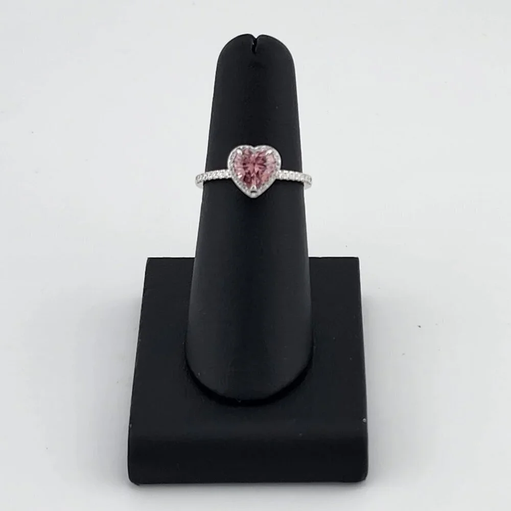 Dazzling Pink Heart Gemstone Ring in Solid 925 Sterling Silver – Perfect Gift